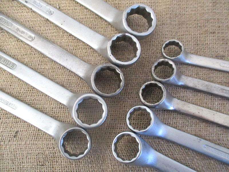 Beautiful Set Of Ten Combination Spanners : 9 x Gedore No 1B  SA & 1x DIN 3113 B      16mm - 25mm