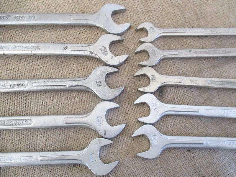 Beautiful Set Of Ten Combination Spanners : 9 x Gedore No 1B  SA & 1x DIN 3113 B      16mm - 25mm