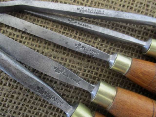 Super Rare Antique/Vintage Set of 8 Ward & Payne / S.J.Addis Wood Carving Knifes
