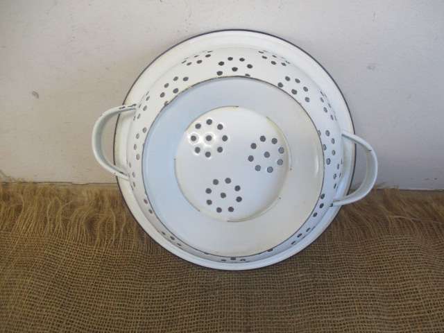 Beautiful Old Enamel Food Strainer