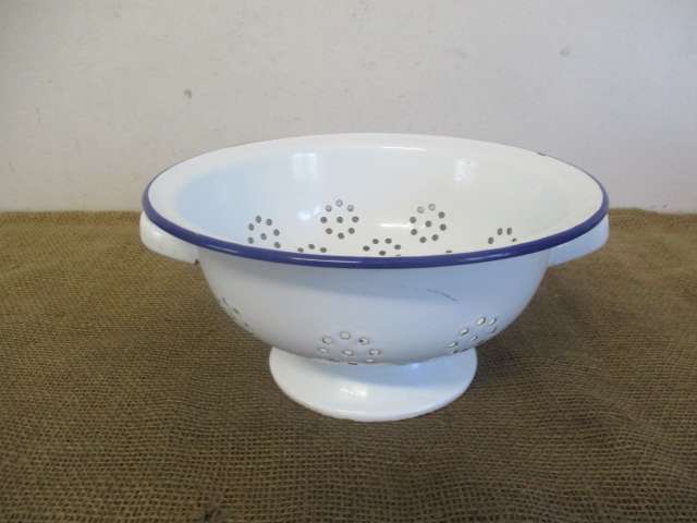 Beautiful Old Enamel Food Strainer