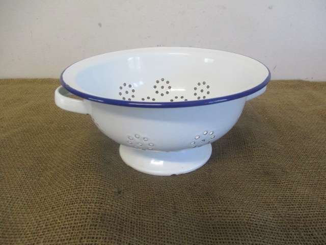 Beautiful Old Enamel Food Strainer