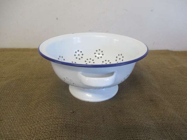 Beautiful Old Enamel Food Strainer