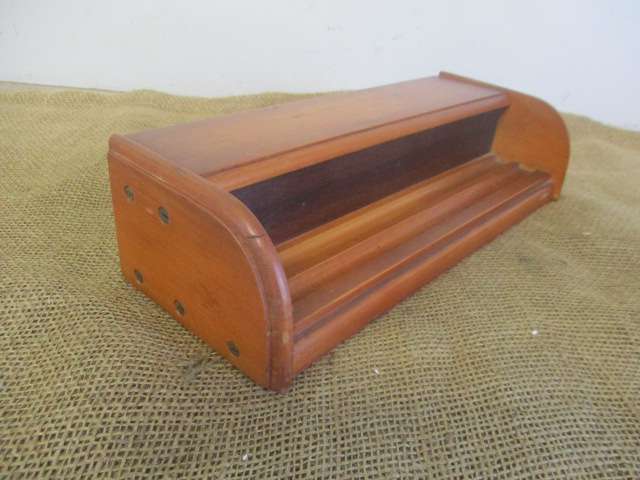 Rare Collectable Prestigious Vintage Wooden Three Inkwell Stand With Pen Tray