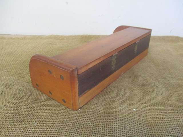Rare Collectable Prestigious Vintage Wooden Three Inkwell Stand With Pen Tray