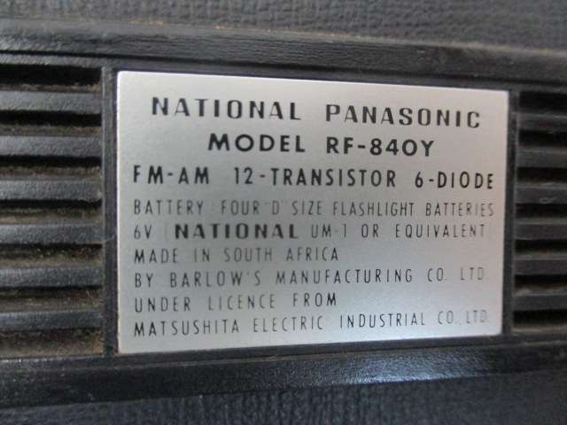 Vintage Naional Panasonic Model RF-840Y Portable Transistor Radio      1960"s