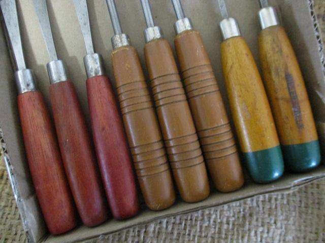 Great Set Of Eight Vintage Wood Carving Chisels