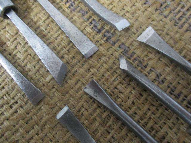 Great Set Of Eight Vintage Wood Carving Chisels