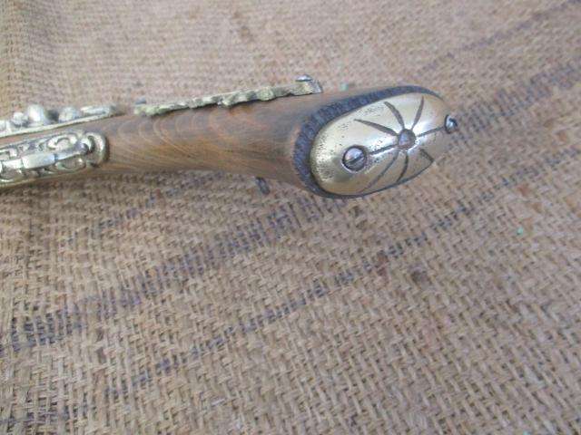 Collectable Vintage Replica Flintlock Pistol With Solid Brass Decorations     Made In England