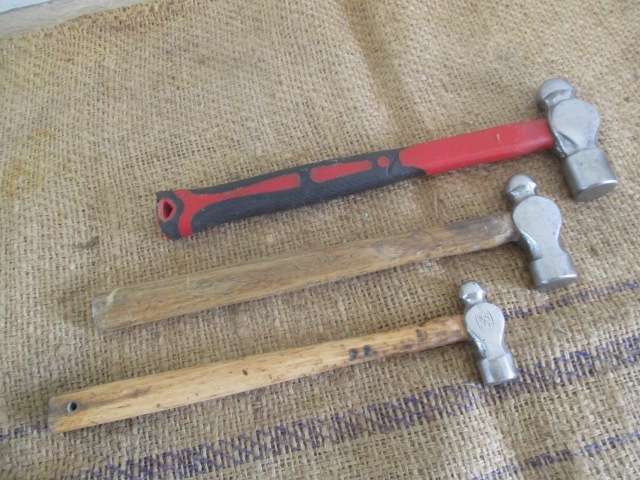 Three Mighty Solid Steel Ball-Peen Hammers : 500gr  /  300gr  /  200gr