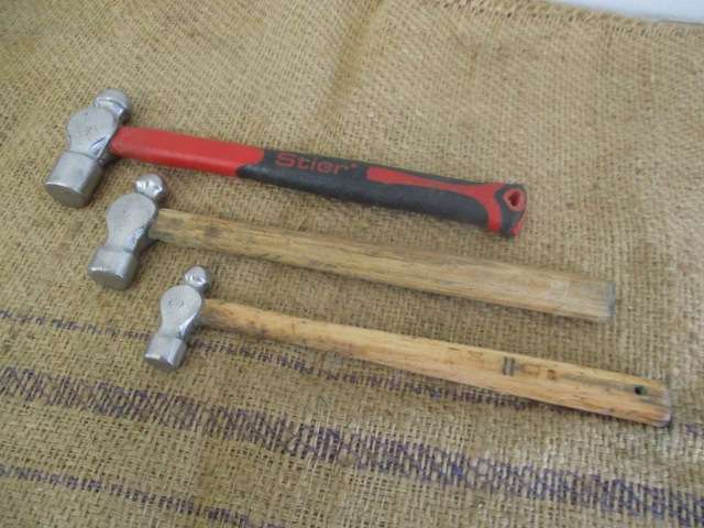 Three Mighty Solid Steel Ball-Peen Hammers : 500gr  /  300gr  /  200gr