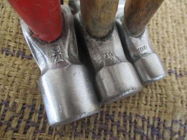 Three Mighty Solid Steel Ball-Peen Hammers : 500gr  /  300gr  /  200gr
