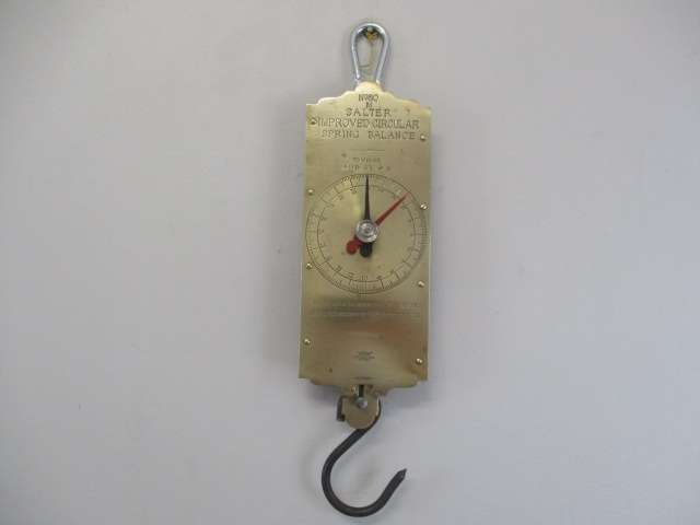 Rare Vintage Brass 40lb Salter No 60M Improved Circular Spring Balance Scale   Patent        England