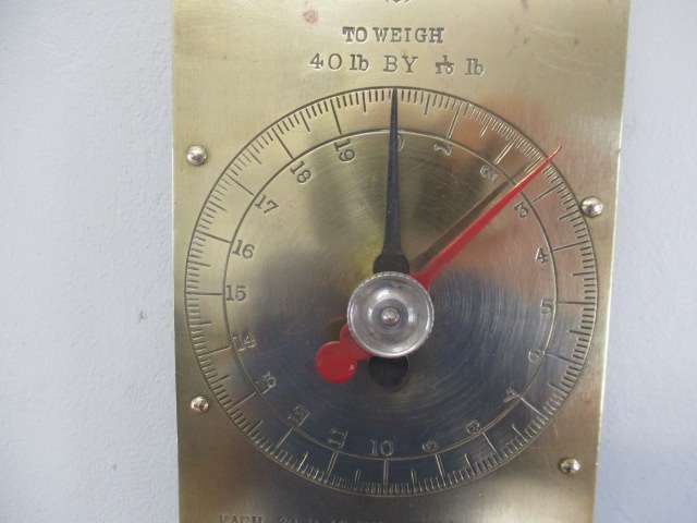 Rare Vintage Brass 40lb Salter No 60M Improved Circular Spring Balance Scale   Patent        England
