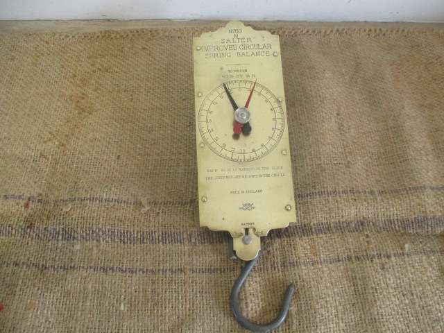 Rare Vintage Brass 40lb Salter No 60M Improved Circular Spring Balance Scale   Patent        England