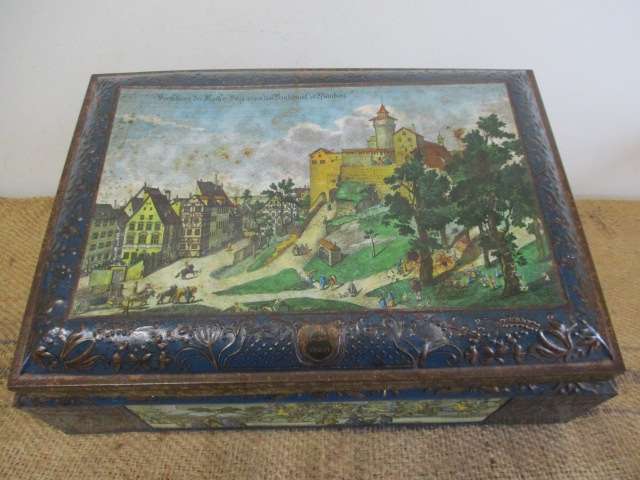 Extremely Very Rare Vintage Lebkuchenfabrik E.Otto Schmidt Nurnberg Cake Tin