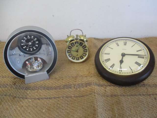 Another For Repairs.....Vintage Jerger Brass Alarm Clock, Wall Mount Clock & Plastic Mantle Clock