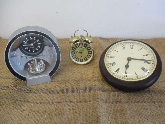 Another For Repairs.....Vintage Jerger Brass Alarm Clock, Wall Mount Clock & Plastic Mantle Clock