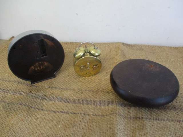 Another For Repairs.....Vintage Jerger Brass Alarm Clock, Wall Mount Clock & Plastic Mantle Clock