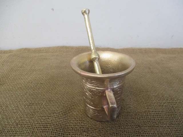 Lovely Vintage Solid Brass Mortar And Pestle
