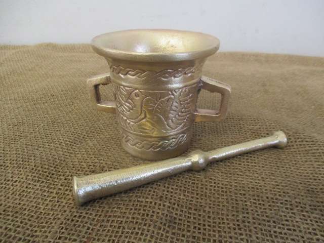 Lovely Vintage Solid Brass Mortar And Pestle