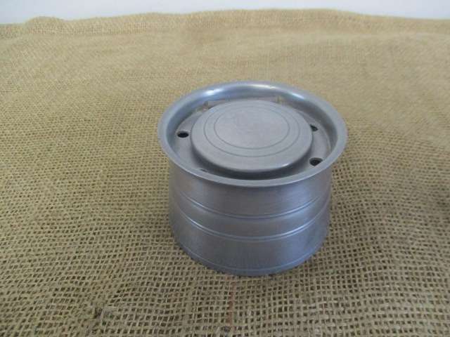 Rare Large Vintage Pewter Capstan Inkwell            England             Early 1900's