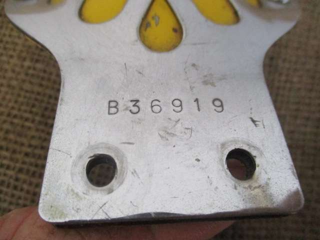 Vintage AA SouthAfrica/Suid Afrika No B 36919 Car Badge           Issued Approx Between 1930 - 1945
