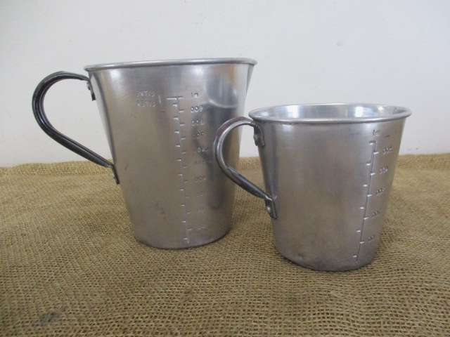 Two Nice Vintage 1lt & 500ml Aluminum Measuring Jugs