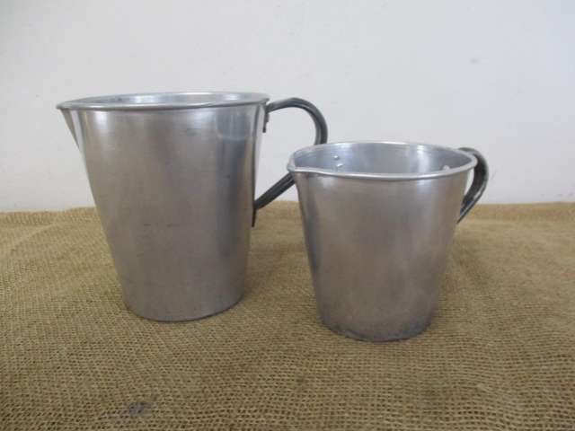 Two Nice Vintage 1lt & 500ml Aluminum Measuring Jugs