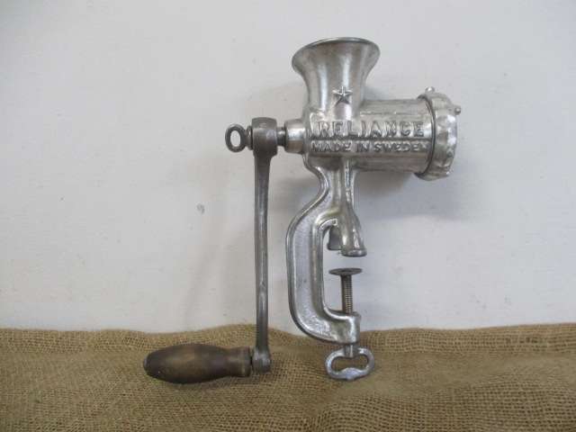 Complete Vintage Husqvarna No 5 Cast Iron Meat Mincer          Made In Sweden