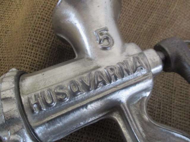 Complete Vintage Husqvarna No 5 Cast Iron Meat Mincer          Made In Sweden