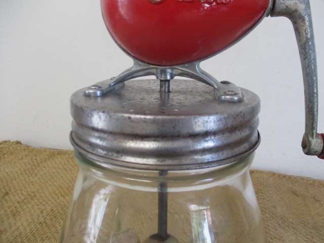 Beautiful Vintage Blow N 20 Butter Churn With Original Blow Churn Glass Bowl    England