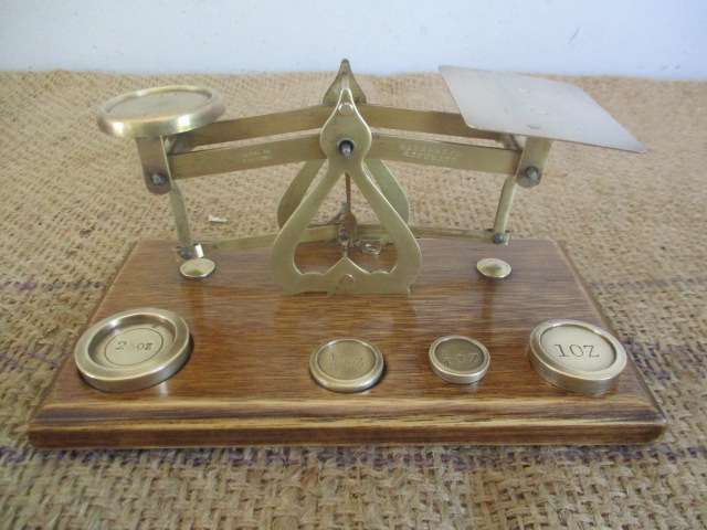 Most Beautiful Vintage Brass Post Office Scale                        Made In England