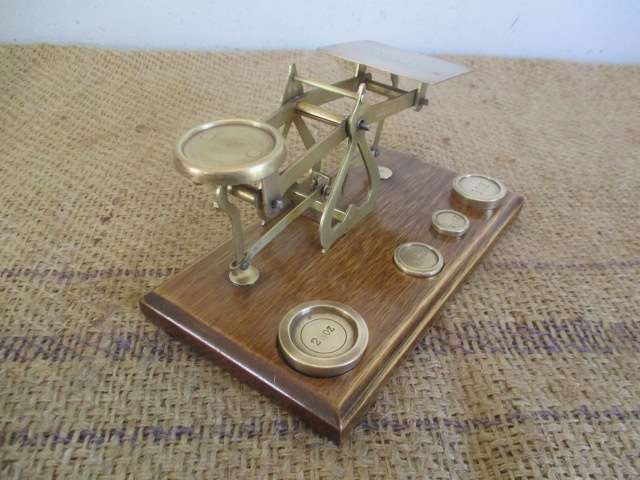 Most Beautiful Vintage Brass Post Office Scale                        Made In England