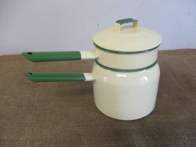 Lovely Large Vintage Real Old School Enamel Double Boiler