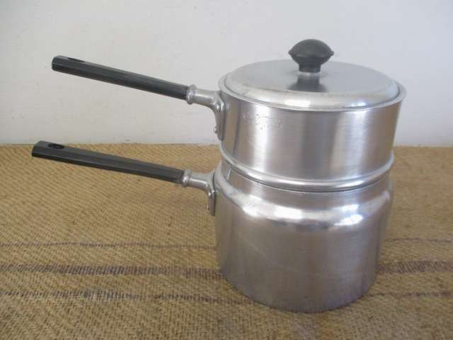 Rare Large Vintage Crown Merton Thick Aluminum Double Boiler    Made In England