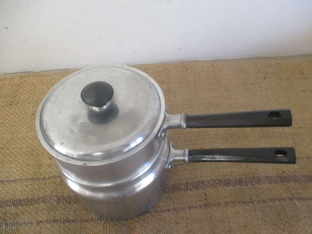 Rare Large Vintage Crown Merton Thick Aluminum Double Boiler    Made In England