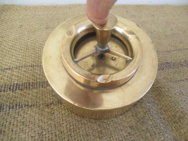 Stunning Rare Vintage Brass Lido Spinning Ashtray           Pat. Pend. U.S.A.