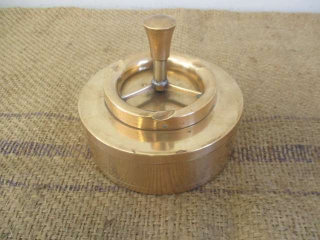 Stunning Rare Vintage Brass Lido Spinning Ashtray           Pat. Pend. U.S.A.