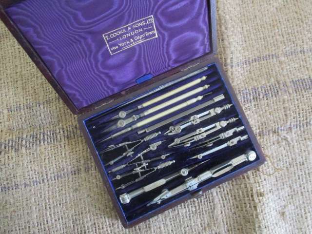 Magnificent Rare Collectable Vintage T.Cooke & Sons London Drafting Set In Original Case