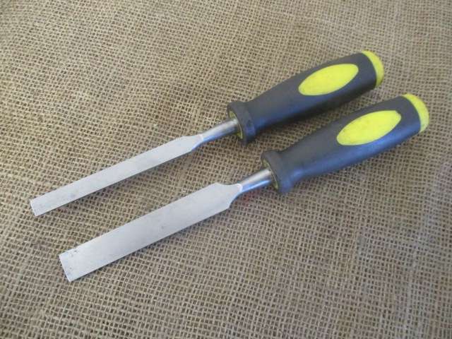 Two Sturdy Webco Beveled Carpenter Woodworking Chisels - 3/4 inch & 1/2 inch