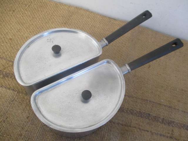 Rare Sizable Vintage Crown Merton Thick Aluminum Double Pot Set        Made In England
