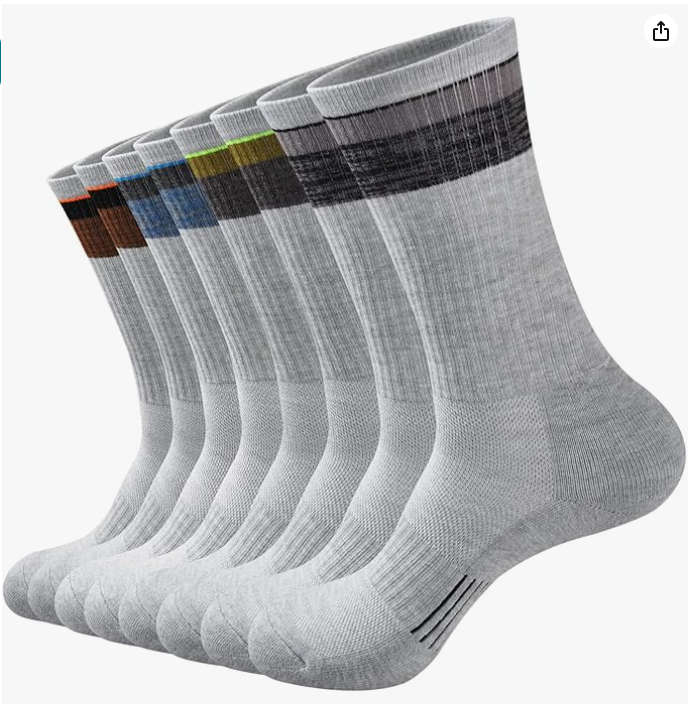 GKX MENS COTTON ATHLETIC MOISTURE CONTROL HEAVY DUTY SOCKS 5PK