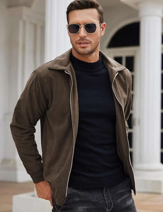 COOFANDY MENS CASUAL LIGHTWEIGHT VINTAGE CORDUROY JACKET