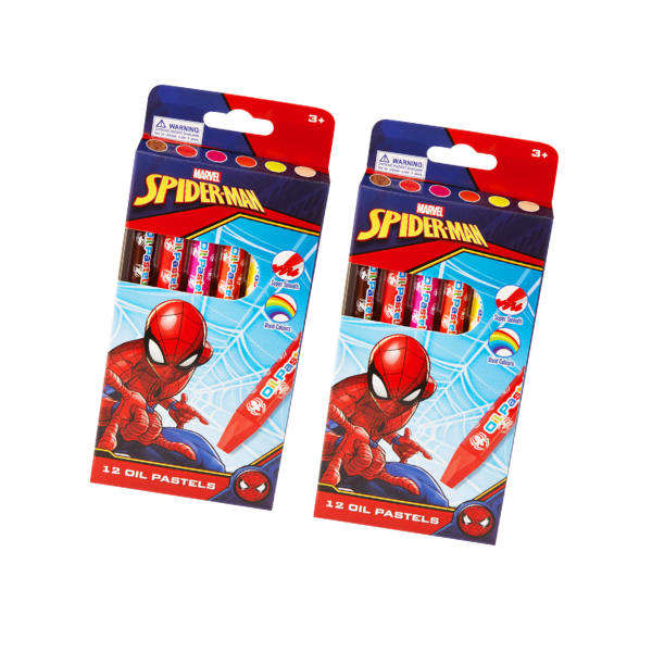2 Pack Set- Spiderman 12 Oil Pastels Multicolour