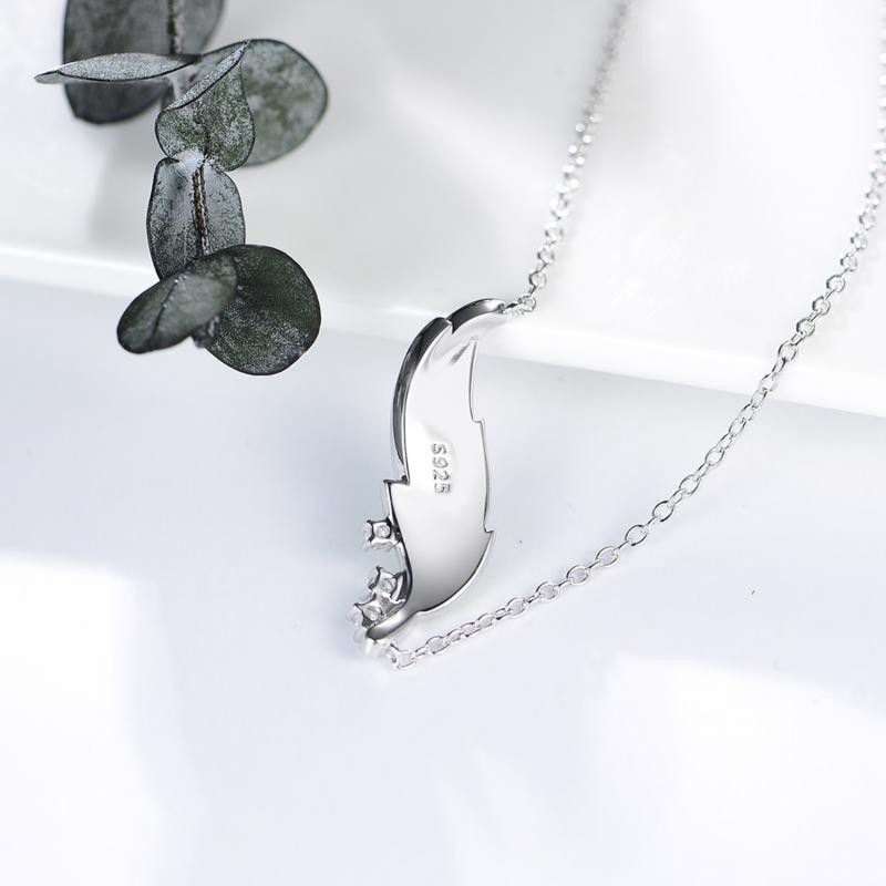 S925 Sterling Silver Leaf Necklace Enamel Painted