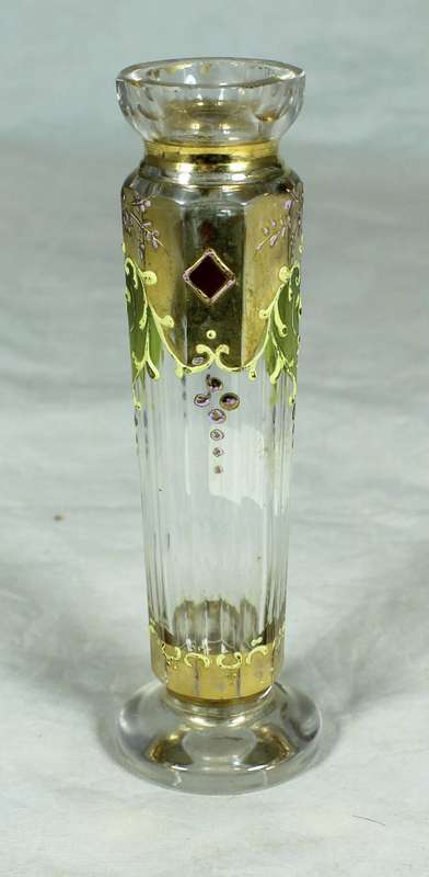 Vintage Bohemian small vase, hand painted and decorated