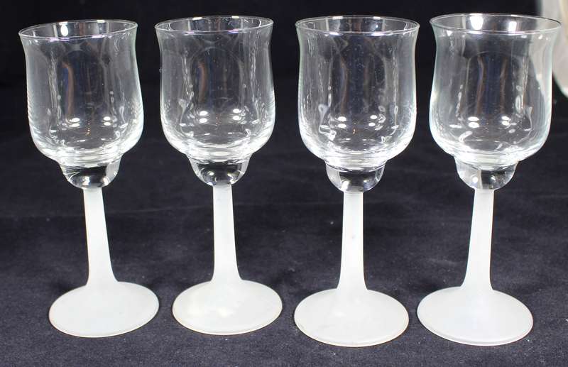 Set of four frosted stem tulip glasses