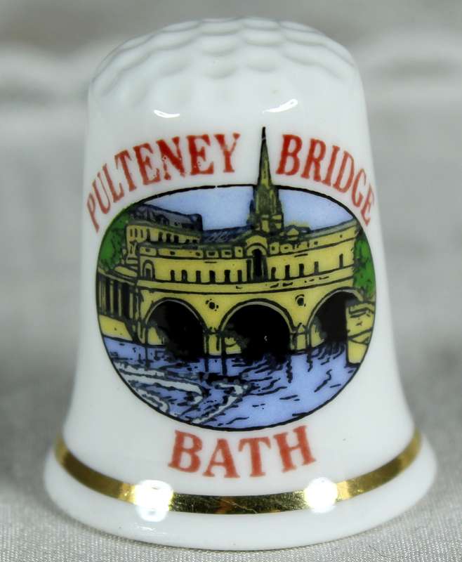 Bone China thimble - sights of Britain - Pulteney bridge - Bath