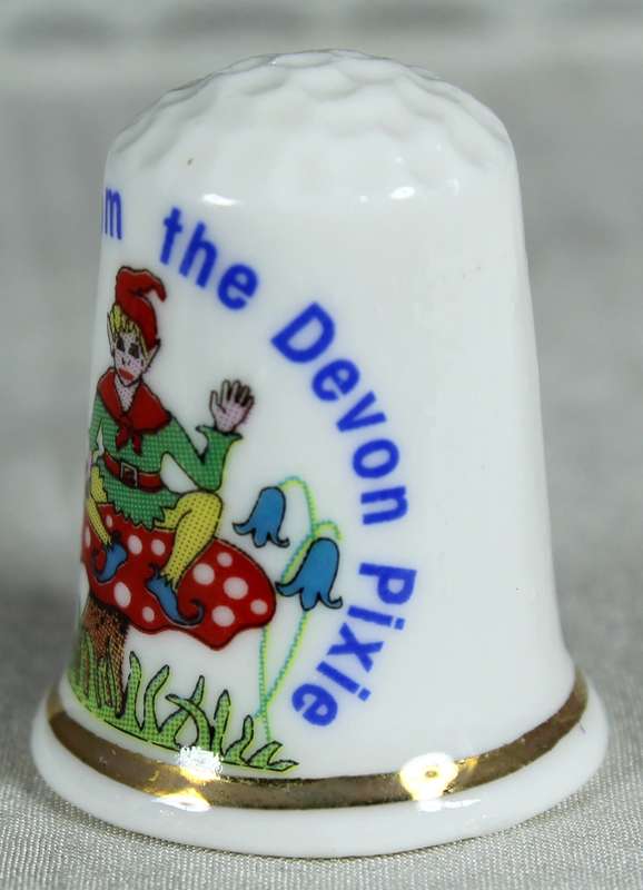 Bone China thimble - Lambert - good luck from the Devon Pixies